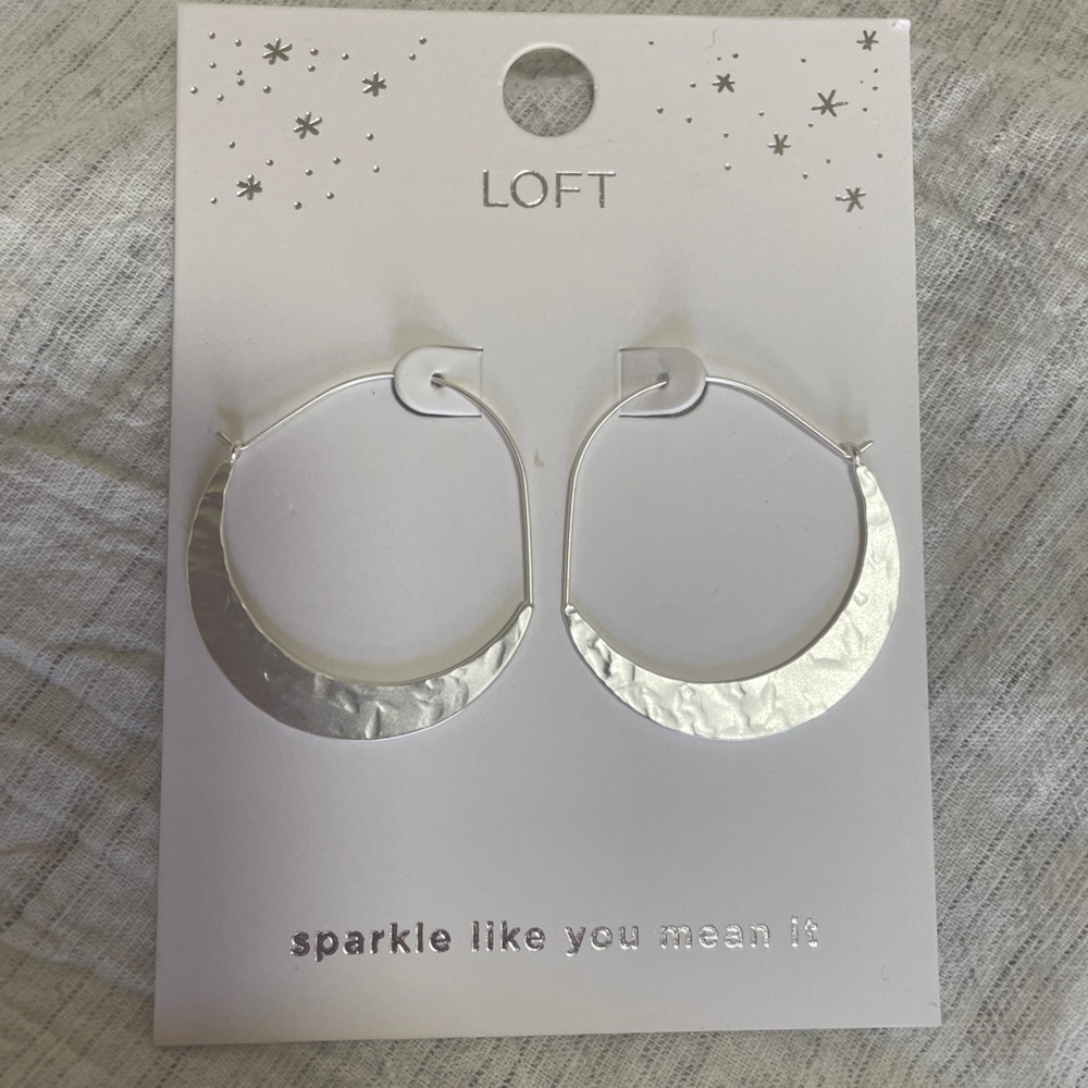 Silver Loft hoop earrings, new
